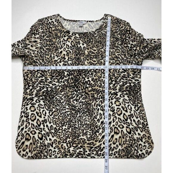 Croft & Barrow Animal Print Bell Sleeve Stretch‎ Top Sz Large - Picture 7 of 8